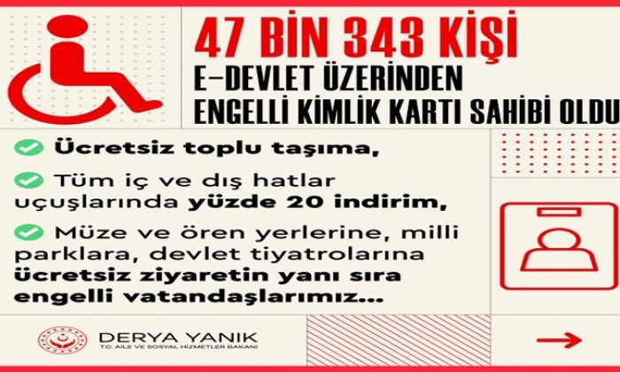 e-Devlet Üzerinden 47 bin 343 Kişi Engelli Kimlik Kartı Sahibi Oldu