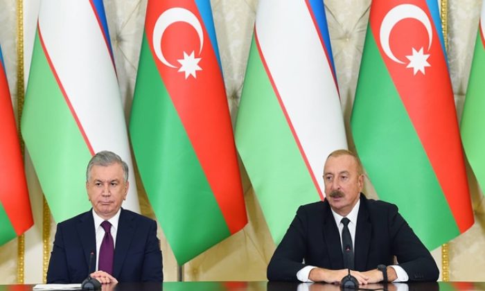 Azerbaycan ve Özbekistan Cumhurbaşkanları basına açıklamalarda bulundu